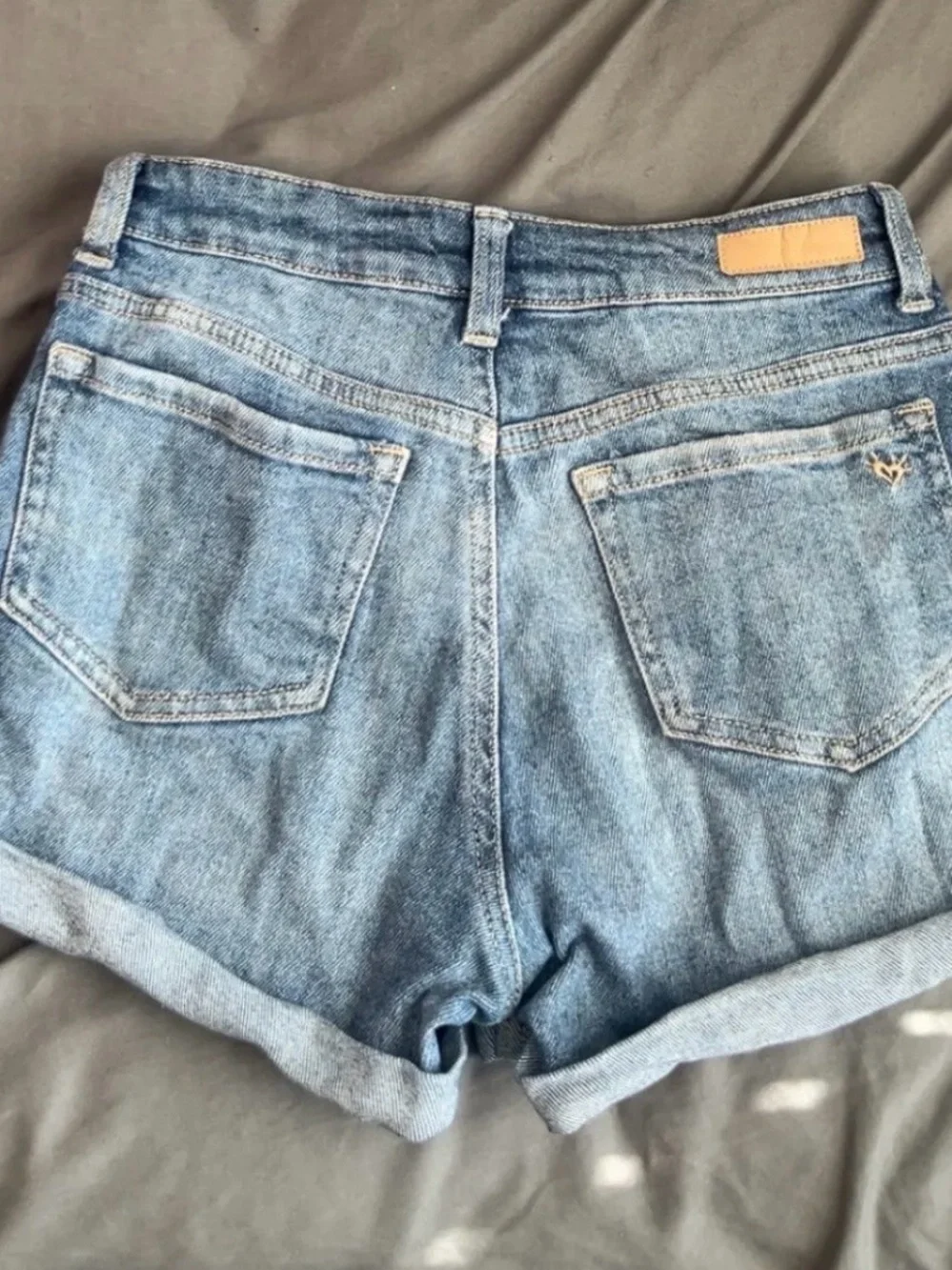 Justice Girls Distressed Rolled Cuff Denim Shorts - Blue